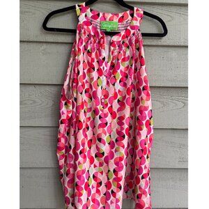 Pappagallo Sleeveless Blouse XL | Retro Mod Pink Print Top